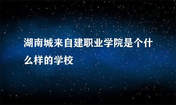 湖南城来自建职业学院是个什么样的学校