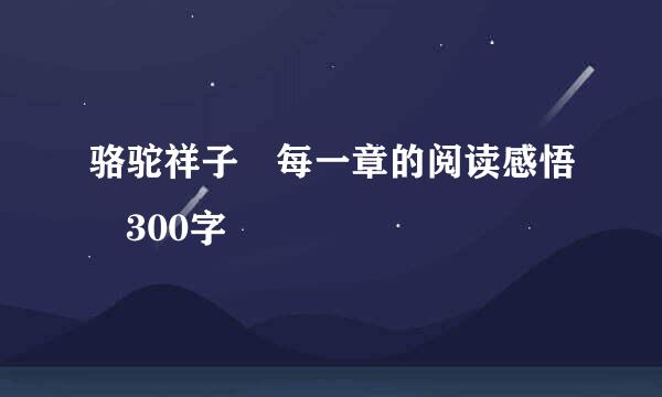 骆驼祥子 每一章的阅读感悟 300字