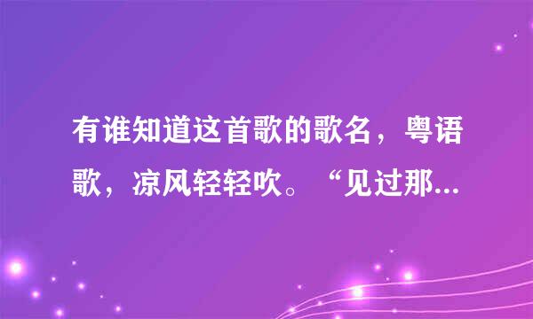 有谁知道这首歌的歌名，粤语歌，凉风轻轻吹。“见过那一片景象，缤纷”？