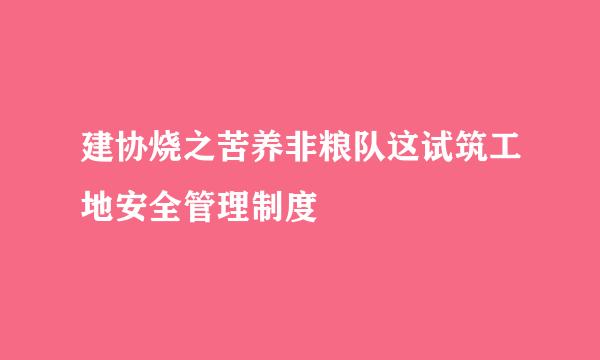 建协烧之苦养非粮队这试筑工地安全管理制度