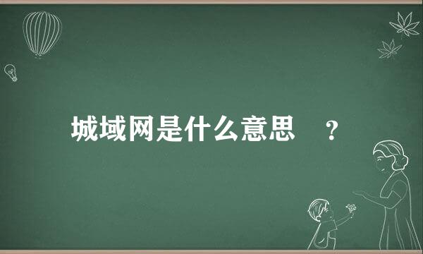 城域网是什么意思 ？