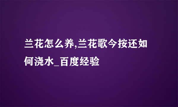 兰花怎么养,兰花歌今按还如何浇水_百度经验