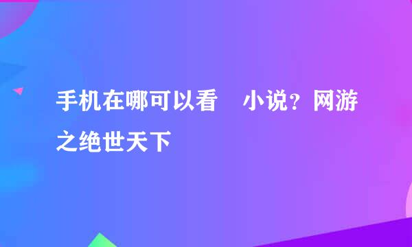 手机在哪可以看 小说？网游之绝世天下