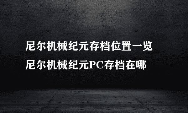 尼尔机械纪元存档位置一览 尼尔机械纪元PC存档在哪