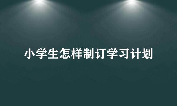 小学生怎样制订学习计划