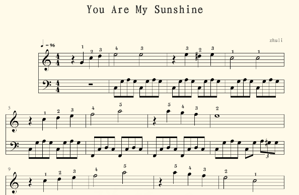 You are my sunshine的歌词加简谱