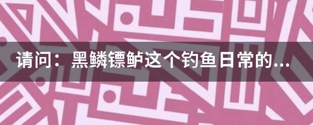 请问来自：黑鳞镖鲈这个钓鱼日常的问题？