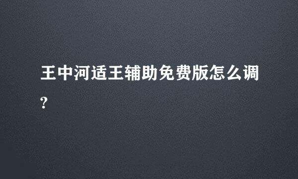 王中河适王辅助免费版怎么调?