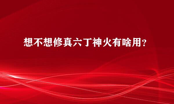 想不想修真六丁神火有啥用？