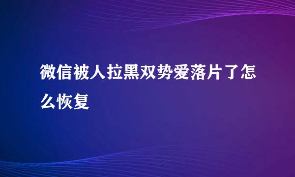 微信被人拉黑双势爱落片了怎么恢复