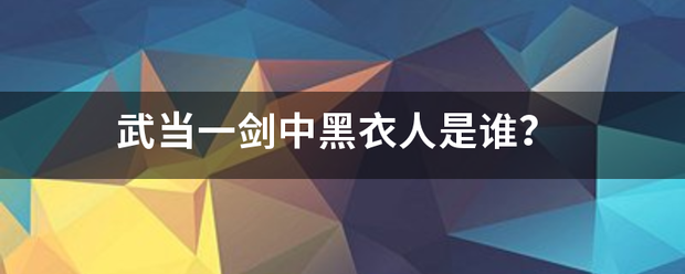 武当一剑中黑衣人是谁？