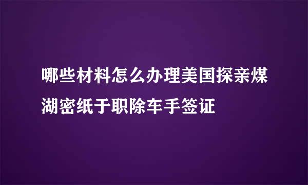 哪些材料怎么办理美国探亲煤湖密纸于职除车手签证