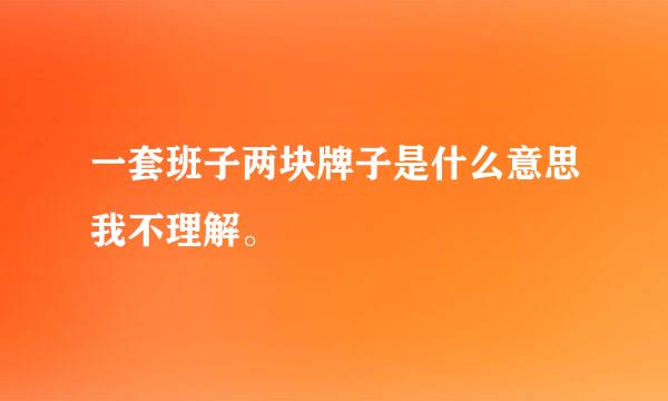 一套班子两块牌子是什么意思我不理解。