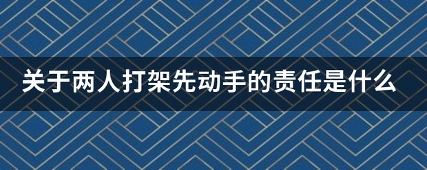 关于两人打架先动手的责任是什么