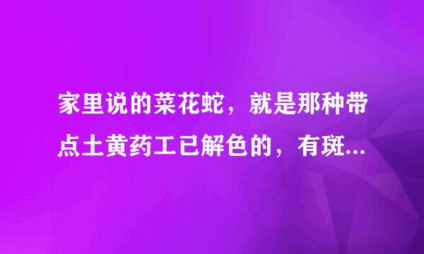 家里说的菜花蛇，就是那种带点土黄药工已解色的，有斑点的蛇有没有毒？
