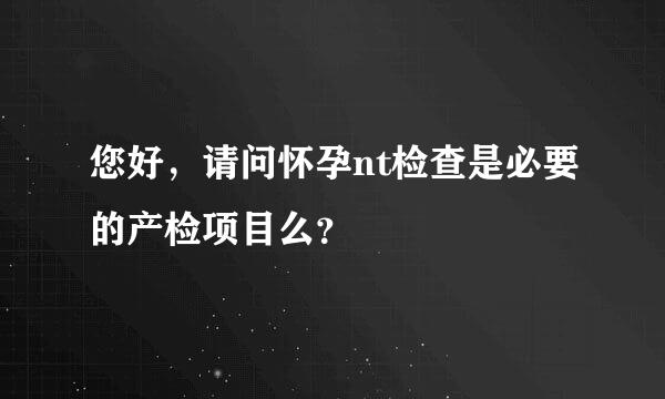 您好，请问怀孕nt检查是必要的产检项目么？