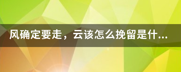 风确定要走，云该怎么挽留是什么歌