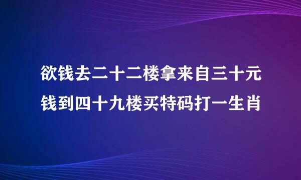 欲钱去二十二楼拿来自三十元钱到四十九楼买特码打一生肖