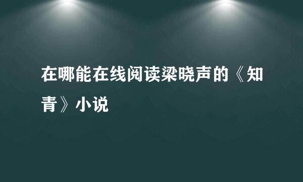 在哪能在线阅读梁晓声的《知青》小说