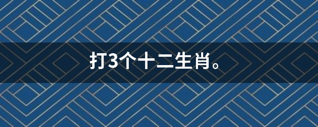 打3个十二生肖。