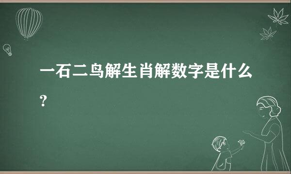 一石二鸟解生肖解数字是什么？