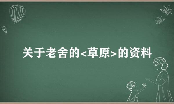 关于老舍的<草原>的资料