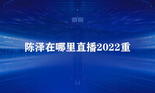 陈泽在哪里直播2022重