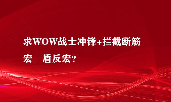 求WOW战士冲锋+拦截断筋宏 盾反宏？