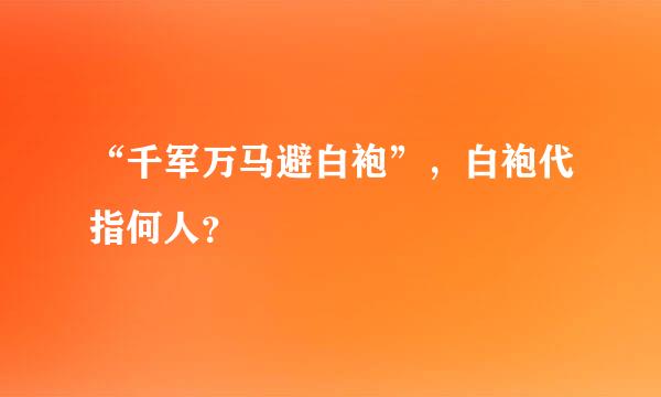 “千军万马避白袍”，白袍代指何人？