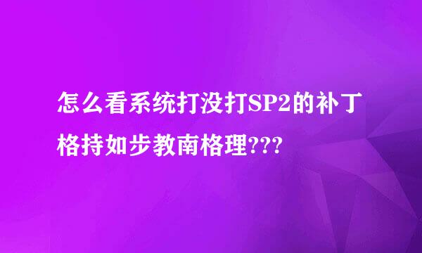 怎么看系统打没打SP2的补丁格持如步教南格理???