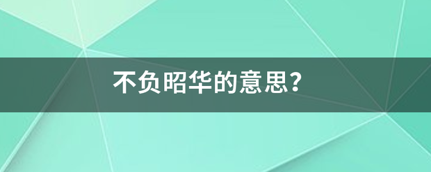 不负昭华的意思？