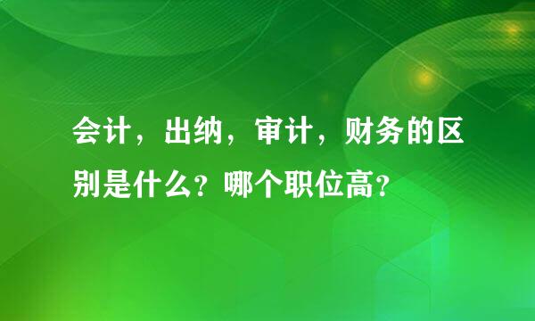 会计，出纳，审计，财务的区别是什么？哪个职位高？