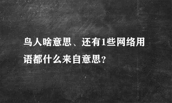 鸟人啥意思、还有1些网络用语都什么来自意思？