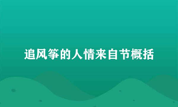 追风筝的人情来自节概括