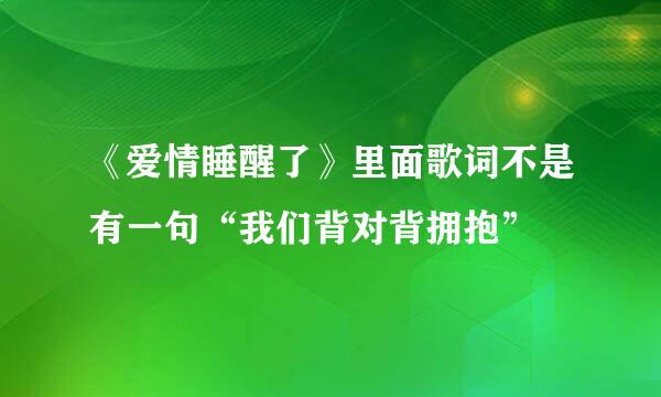 《爱情睡醒了》里面歌词不是有一句“我们背对背拥抱”