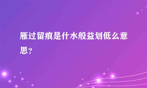 雁过留痕是什水般益划低么意思？