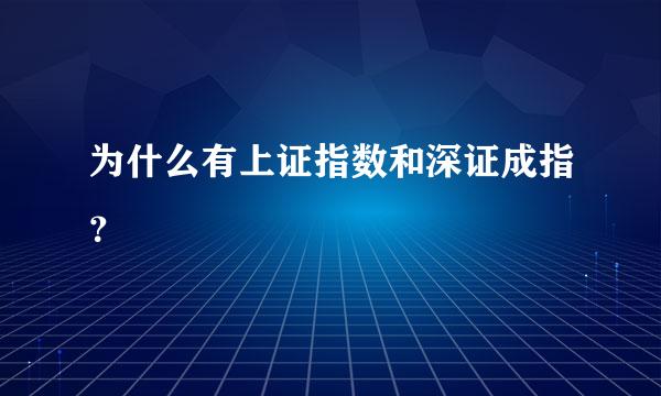 为什么有上证指数和深证成指？