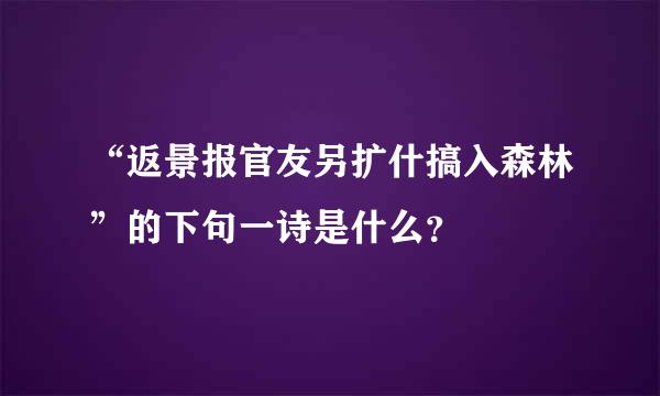 “返景报官友另扩什搞入森林”的下句一诗是什么？