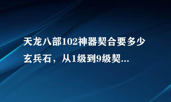 天龙八部102神器契合要多少玄兵石，从1级到9级契合要多少玄兵石