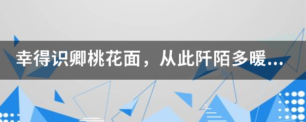 幸得识卿桃花面，从此阡陌多暖春。中意也，盈盈红袖谁家女，文质何，郁郁青衿是吾生。什么意思？