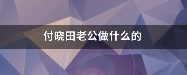 付晓田老公做什么的