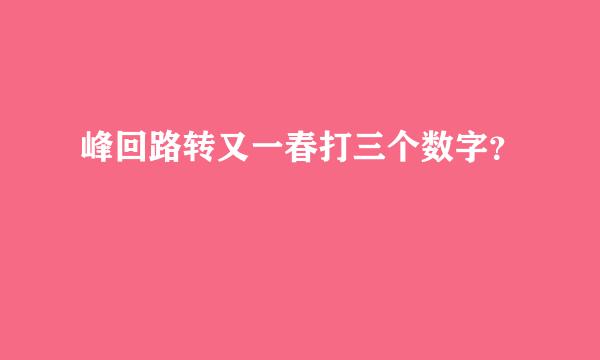 峰回路转又一春打三个数字？