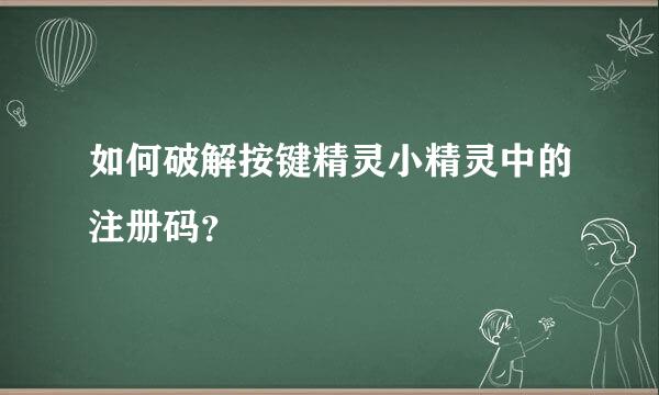 如何破解按键精灵小精灵中的注册码？