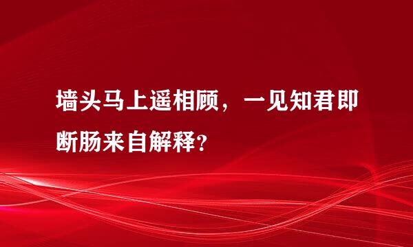 墙头马上遥相顾，一见知君即断肠来自解释？