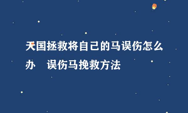 天国拯救将自己的马误伤怎么办 误伤马挽救方法