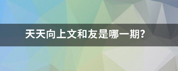 天天向上文和友是哪一期？