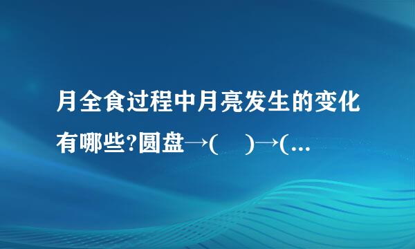 月全食过程中月亮发生的变化有哪些?圆盘→( )→( )→( )→( )→( )→( )→( )→( )