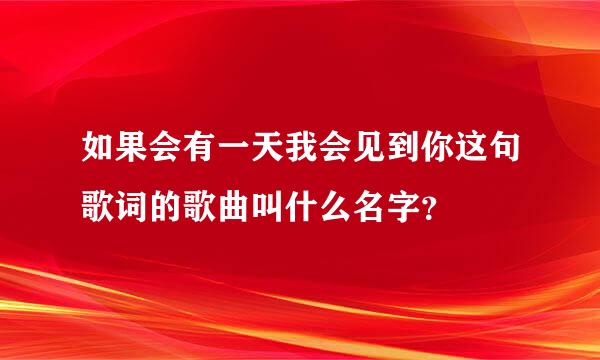 如果会有一天我会见到你这句歌词的歌曲叫什么名字？