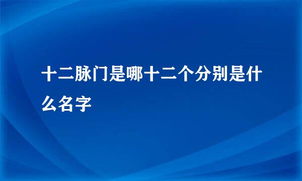 十二脉门是哪十二个分别是什么名字