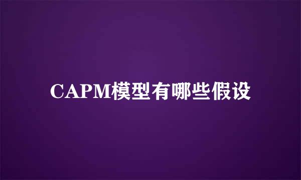 CAPM模型有哪些假设